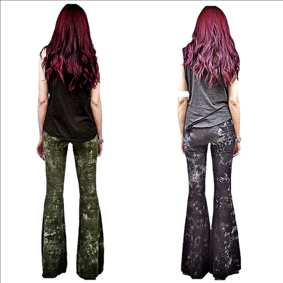 LONG LENGTH Tie Dye Bell Bottoms - High Waisted Tie Dyed Bells Boho Fes… - Picture 4 of 10